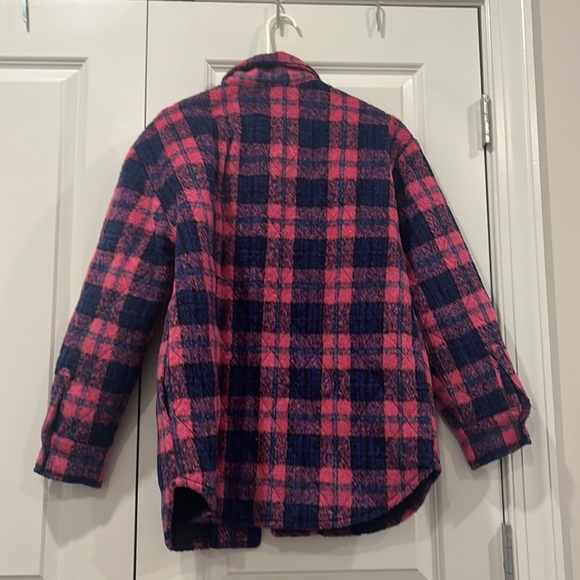 Steve Madden pink and blue flannel coat. - Picture 3 of 4